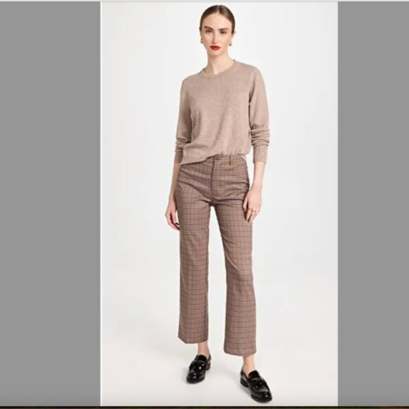 Reformation Franklin Pants // Brown Blue Check// Size 4 - Picture 1 of 9